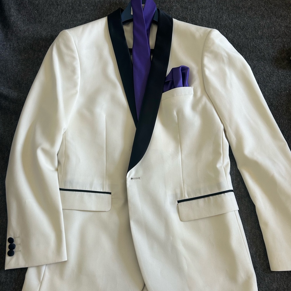 Classic White Tuxedo with Black Lapel